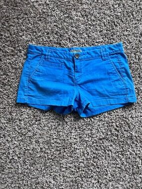 Express Electric Blue Stretch Chino Shorts Womens Size 4 Casual Summer Mini